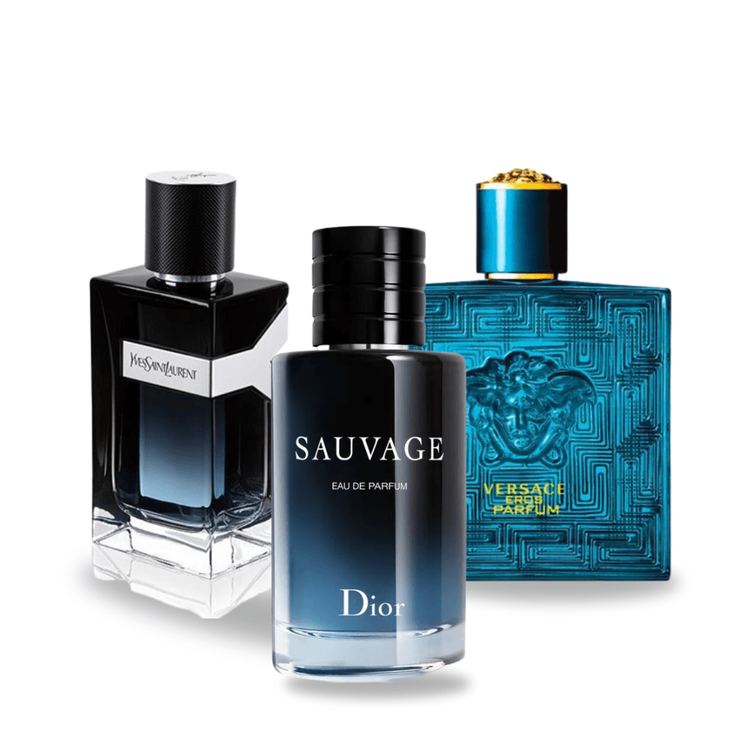 3er-Pack Parfüms: DIOR SAUVAGE, Y MEN & VERSACE EROS – 100 ml