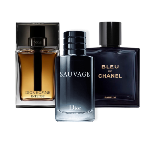 3er-Pack Parfüms: Dior SAUVAGE, BLEU DE CHANEL & DIOR HOMME INTENSE – 100 ml