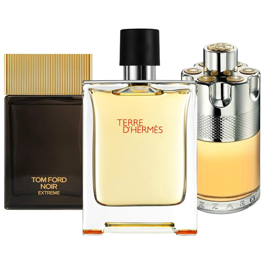 3-Pack Perfumes: TERRE D’HERMÈS, AZZARO WANTED & NOIR EXTREME – 100 ml