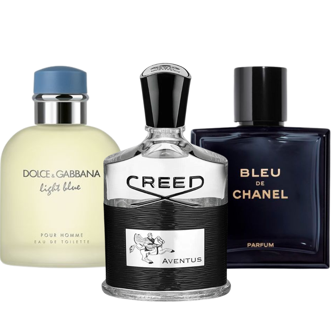 3-Pack Fragrances: BLEU DE CHANEL, CREED AVENTUS & LIGHT BLUE POUR HOMME – 100 ml